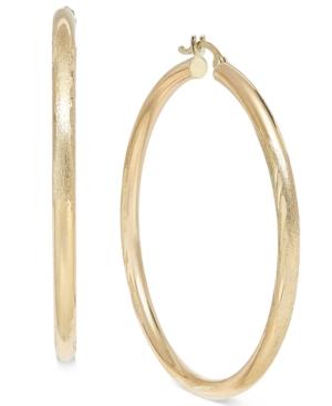 Italian Twist Diamond Cut Hoop Earrings In 14k Gold