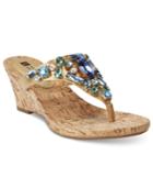 White Mountain Ablaze Embellished Thong Wedge Sandals Women's Shoes