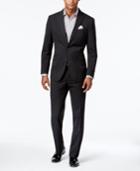 Kenneth Cole Reaction Men's Slim-fit Black Tonal Striped Suit