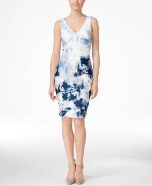 Calvin Klein Printed V-neck Sheath Dress