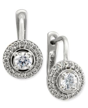 Diamond Halo Leverback Earrings (1/2 Ct. T.w.) In 14k White Gold