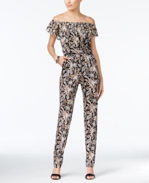 Ny Collection Petite Printed Convertible Off-the-shoulder Jumpsuit