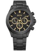 Hugo Boss Men's Chronograph Blackout Ikon Black Ion-plated Stainless Steel Bracelet Watch 46mm 1513278