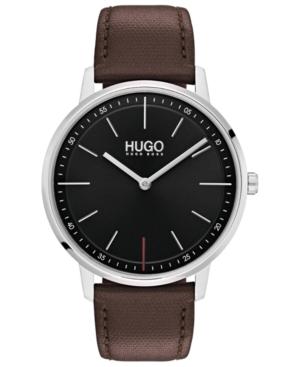 Hugo Men's #exist Ultra Slim Brown Leather Strap Watch 40mm