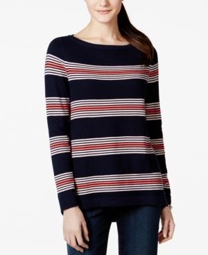 Tommy Hilfiger Striped Crew-neck Tunic Sweater