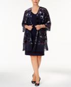 Sl Fashions Plus Size Dress & Flocked Velvet Fringe Jacket