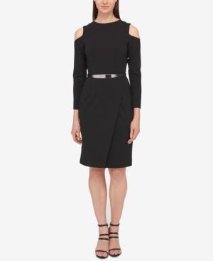 Dkny Belted Cold-shoulder Sheath Dress