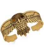 Lucky Brand Gold-tone Stone-enhanced Owl Cuff Bracelet