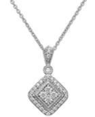 Sterling Silver Diamond Square Pendant Necklace (1/3 Ct. T.w.)