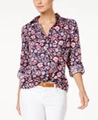 Charter Club Linen Printed Blouse, Only At Macy's