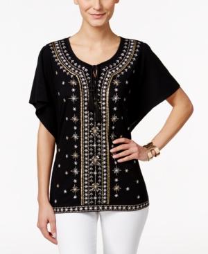 Jm Collection Embellished Peasant Top, Only At Macy's