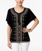 Jm Collection Embellished Peasant Top, Only At Macy's