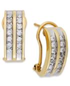Two-row Diamond Channel-set Hoop Earrings In 14k White Or Yellow Gold (3/8 Ct. T.w.)