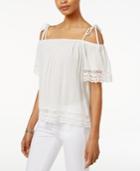 Bcx Juniors' Crochet-trim Off-the-shoulder Blouse