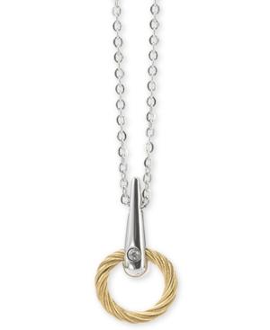 Charriol White Topaz Accent Circle Drop 18 Pendant Necklace In Pvd Stainless Steel & Gold-tone