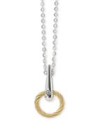 Charriol White Topaz Accent Circle Drop 18 Pendant Necklace In Pvd Stainless Steel & Gold-tone