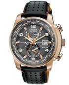 Citizen Watch, Men's Eco-drive World Time A-t Black Leather Strap 43mm At9013-03h