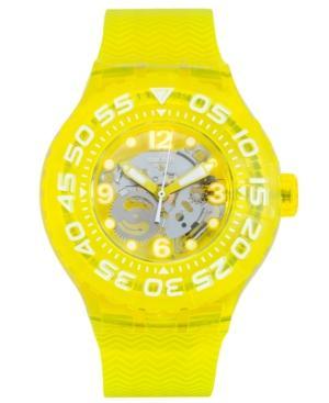 Swatch Unisex Swiss Lemon Profond Transparent Yellow Plastic Strap Watch 43mm Suuj101