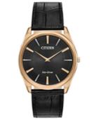 Citizen Eco-drive Men's Stiletto Black Leather Strap Watch 38mm