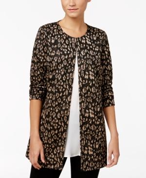 Jm Collection Petite Metallic-print Jacket, Only At Macy's