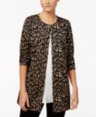 Jm Collection Petite Metallic-print Jacket, Only At Macy's