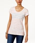 Style & Co Cotton Striped T-shirt, Only At Macy's