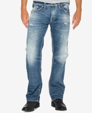 Silver Jeans Co. Men's Zac Relaxed Straight-fit Stretch Ripped Jeans