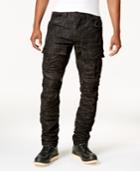 Heritage America Men's Frayed Edge Black Cargo Jeans