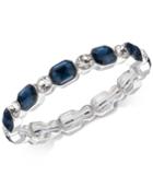 Anne Klein Silver-tone Blue & Clear Crystal Stretch Bracelet