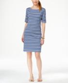 Karen Scott Petite Striped Short-sleeve Dress, Only At Macy's