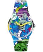 Swatch Unisex Swiss Wall Paint Multicolor Silicone Strap Watch 41mm Suow133