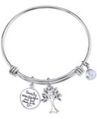 Unwritten Two-tone Family Tree Message Charm Bangle Bracelet In Stainless Steel