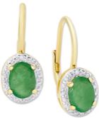 Emerald (1-1/2 Ct. T.w.) & Diamond Accent Drop Earrings In 18k Gold-plated Sterling Silver