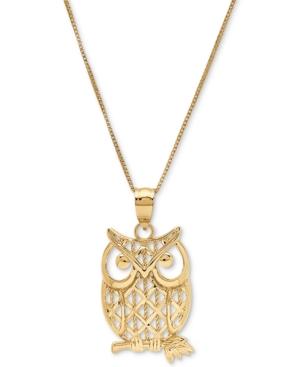 Owl Openwork 18 Pendant Necklace In 10k Gold
