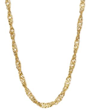 "14k Gold Necklace, 20"" Hollow Singapore Chain"