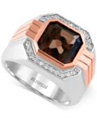 Gento By Effy Smoky Quartz (3-7/8 Ct. T.w.) And Diamond (1/6 Ct. T.w.) Ring In 14k Rose And White Gold