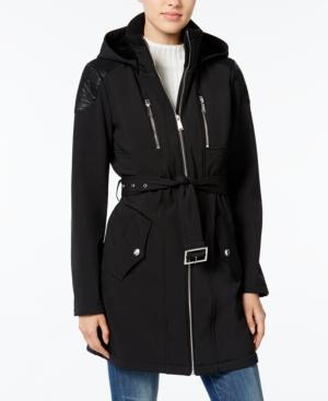 Bcbgeneration Faux-leather-trim Belted Raincoat