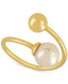 Majorica Gold-tone Imitation Pearl (8mm) Bypass Statement Ring