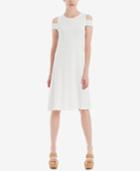 Max Studio London Cold-shoulder Eyelet Shift Dress