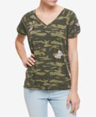 Sanctuary Cotton Embroidered Camouflage-print T-shirt