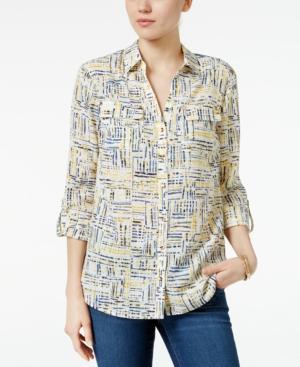 Charter Club Petite Plaid Roll-tab Shirt, Created For Macy's
