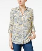 Charter Club Petite Plaid Roll-tab Shirt, Created For Macy's