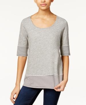 Maison Jules Scoop-neck Striped-detail Top, Only At Macy's