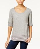 Maison Jules Scoop-neck Striped-detail Top, Only At Macy's
