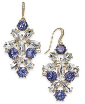 Charter Club Gold-tone Blue & Clear Crystal Drop Earrings, Created For Macy's