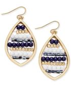 Inc International Concepts Gold-tone Navy And White Beaded Drop Earrings, Only At Macy's