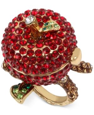 Betsey Johnson Gold-tone Pave Apple Keepsake Ring