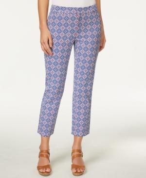Charter Club Newport Print Slim Leg Cropped Pants, Created For Macy's