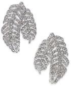 Inc International Concepts Silver-tone Pave Double Leaf Stud Earrings, Only At Macy's