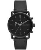 Fossil Men's Chronograph Commuter Black Leather Strap Watch 42mm